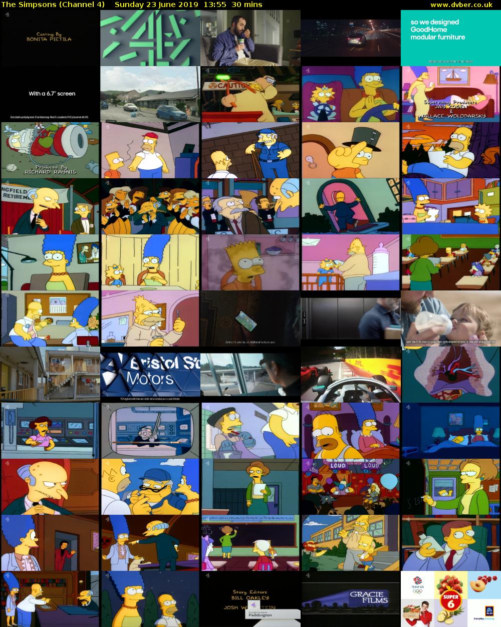 The Simpsons (Channel 4) Sunday 23 June 2019 13:55 - 14:25