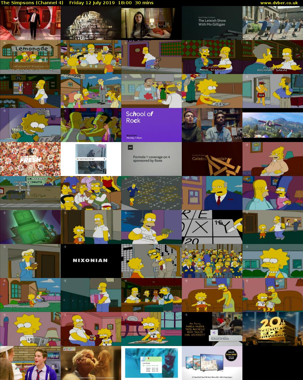 The Simpsons (Channel 4) Friday 12 July 2019 18:00 - 18:30