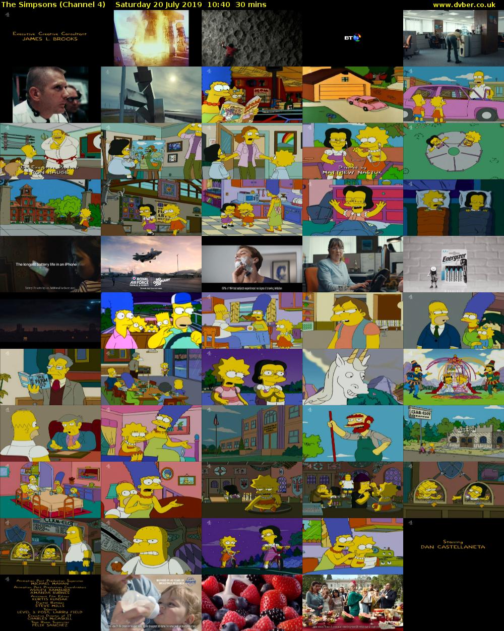 The Simpsons (Channel 4) Saturday 20 July 2019 10:40 - 11:10