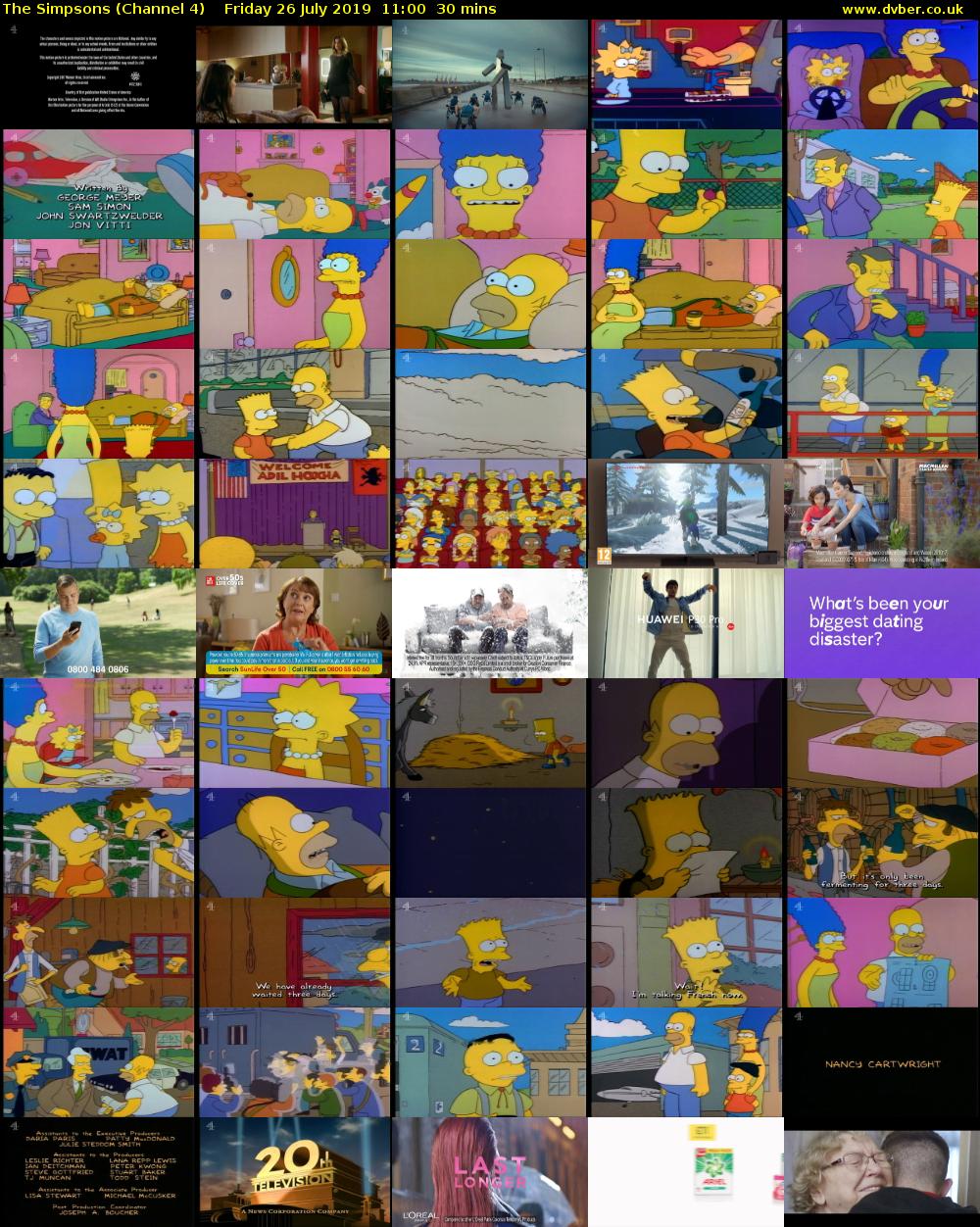 The Simpsons (Channel 4) Friday 26 July 2019 11:00 - 11:30