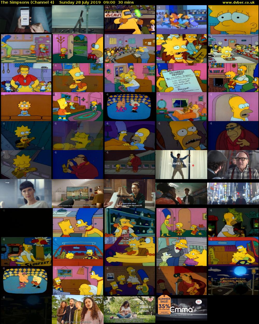 The Simpsons (Channel 4) Sunday 28 July 2019 09:00 - 09:30