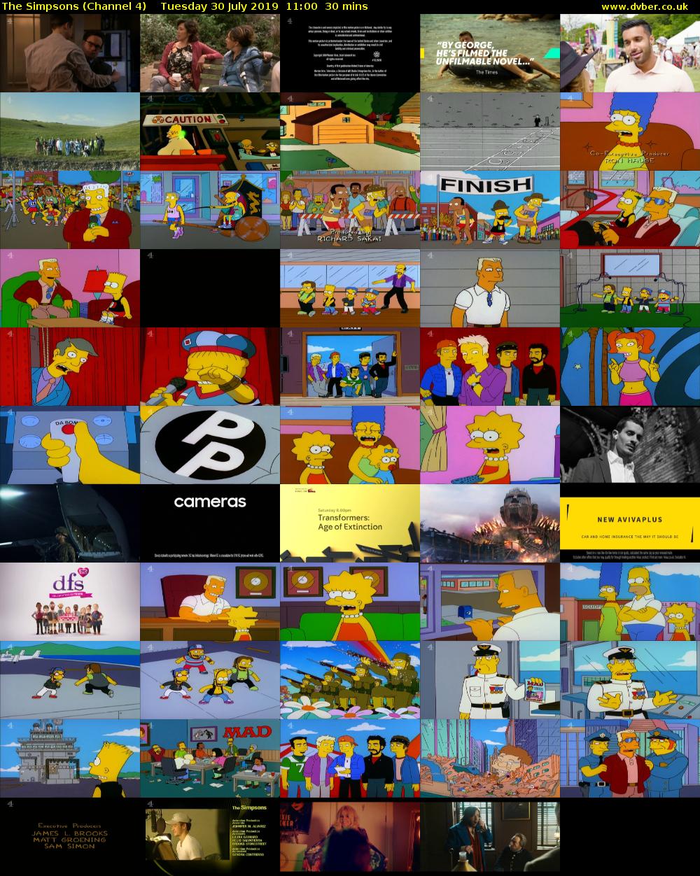 The Simpsons (Channel 4) Tuesday 30 July 2019 11:00 - 11:30