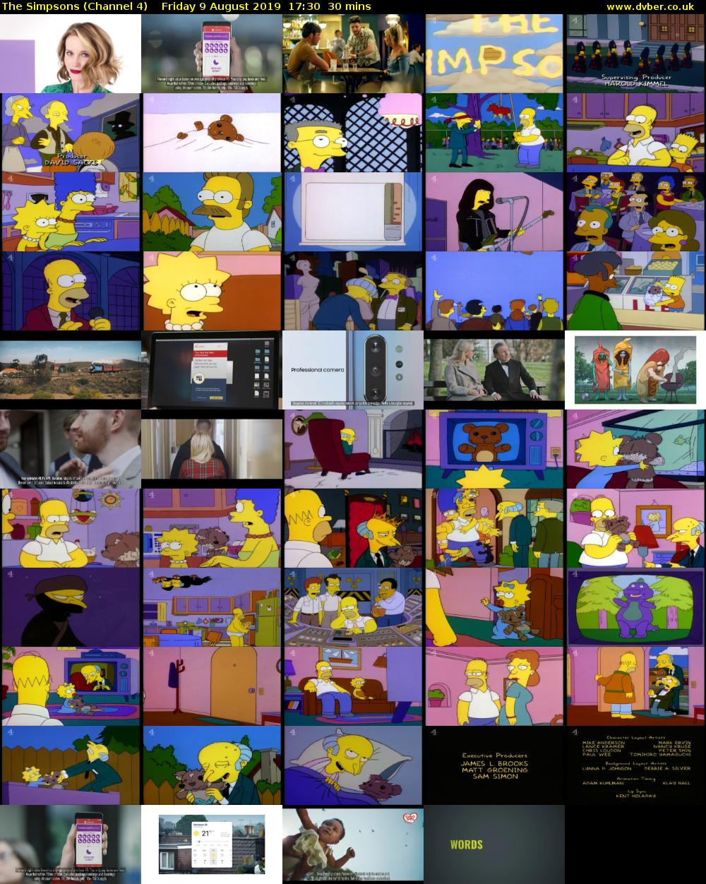The Simpsons (Channel 4) Friday 9 August 2019 17:30 - 18:00