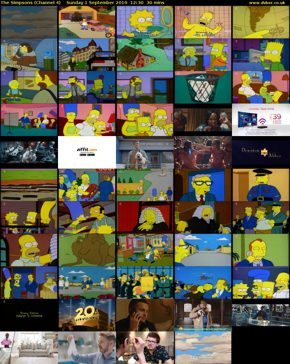 The Simpsons (Channel 4) Sunday 1 September 2019 12:30 - 13:00