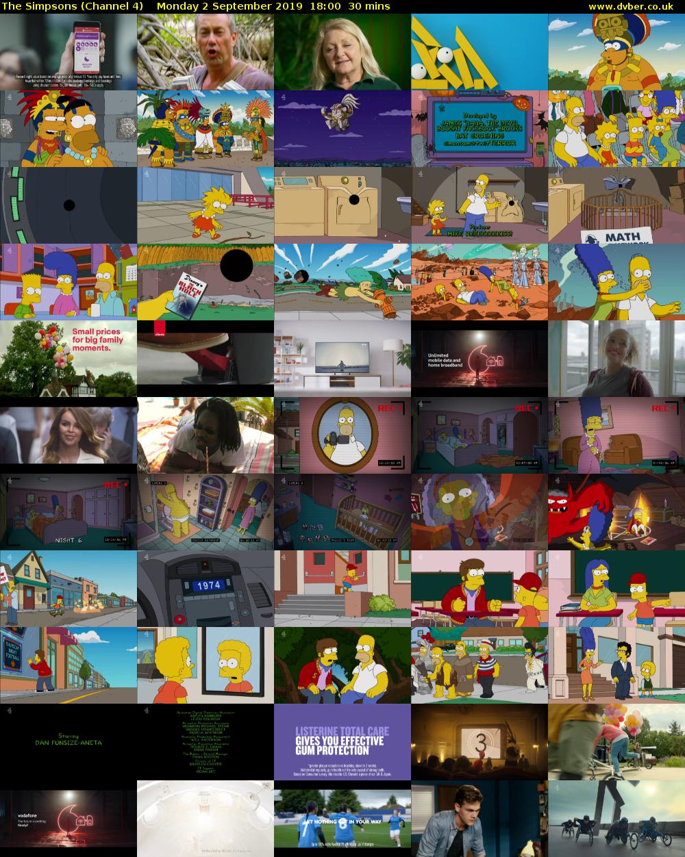 The Simpsons (Channel 4) Monday 2 September 2019 18:00 - 18:30