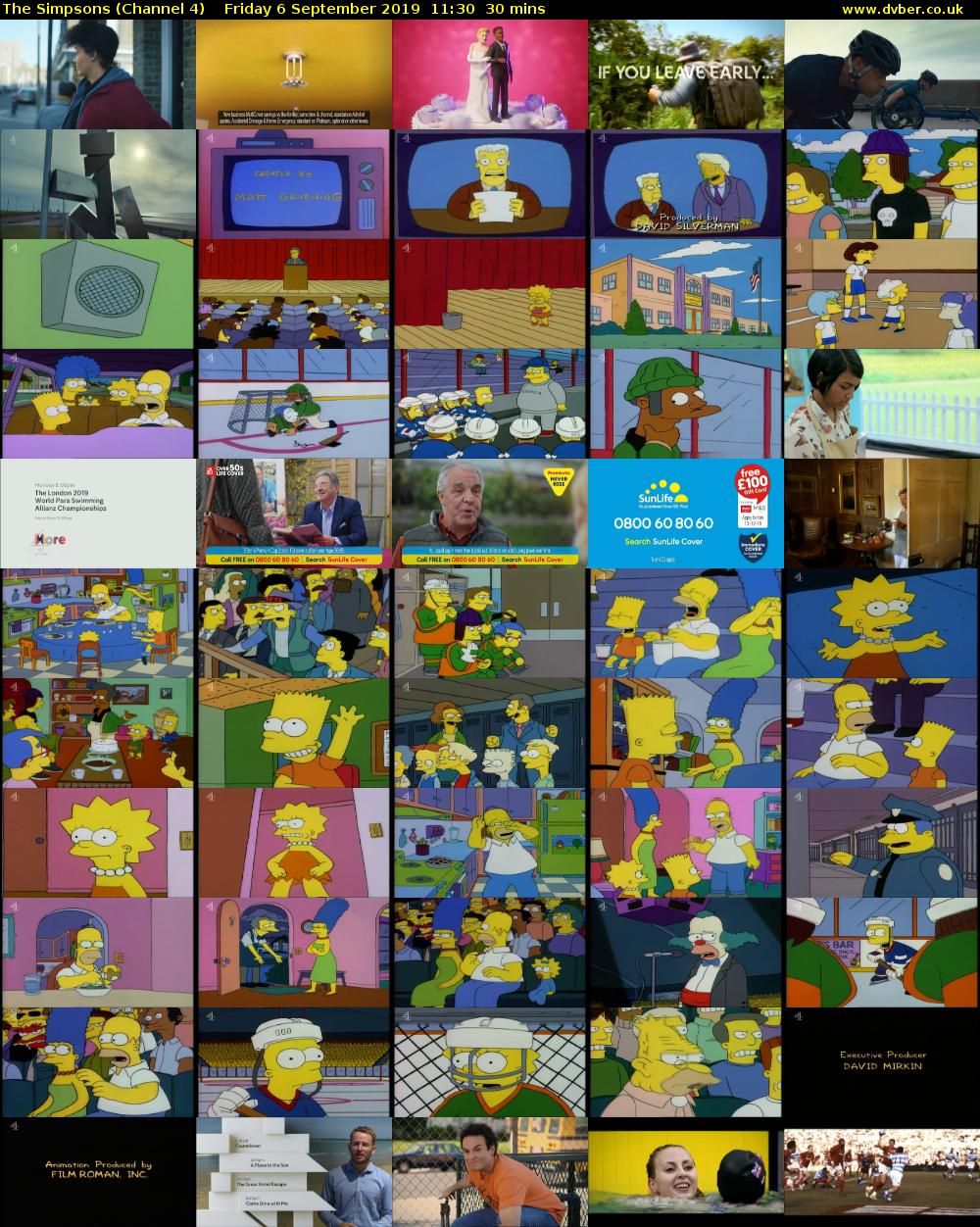 The Simpsons (Channel 4) Friday 6 September 2019 11:30 - 12:00