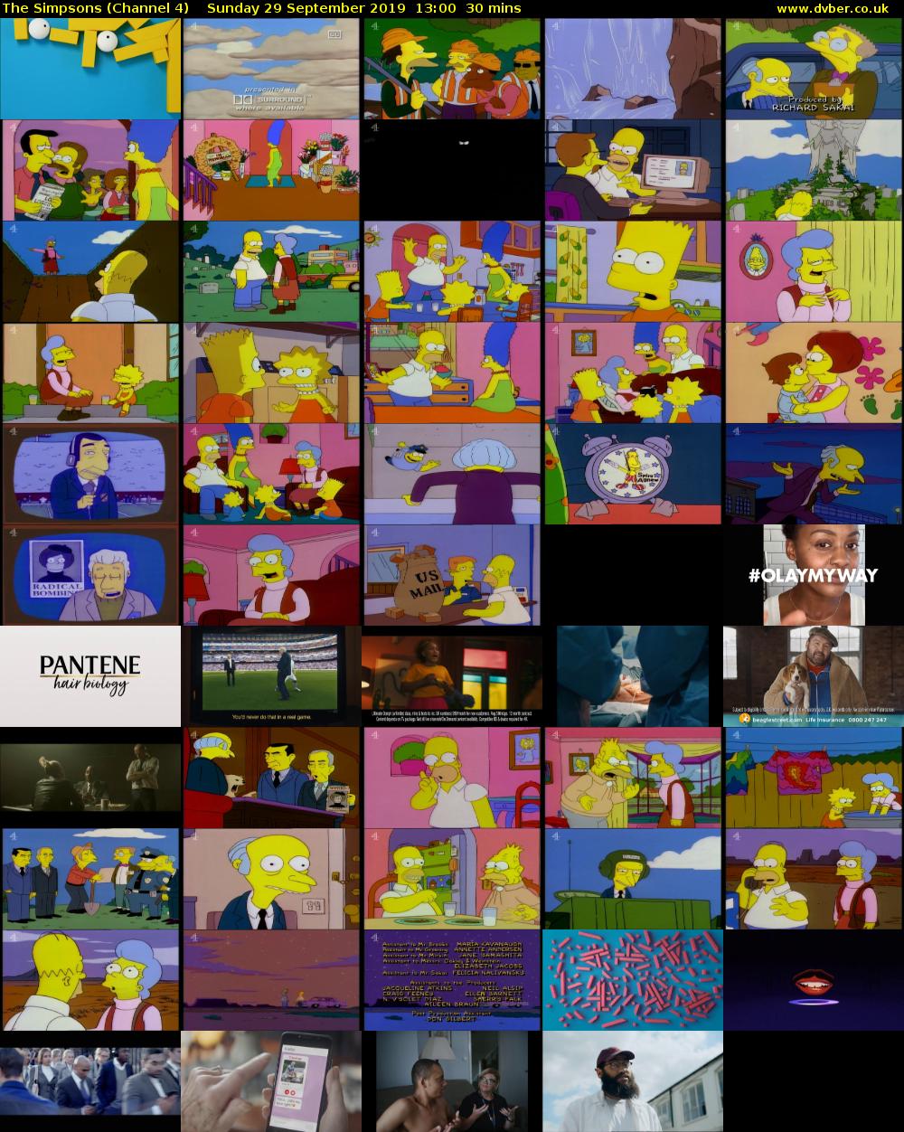 The Simpsons (Channel 4) Sunday 29 September 2019 13:00 - 13:30
