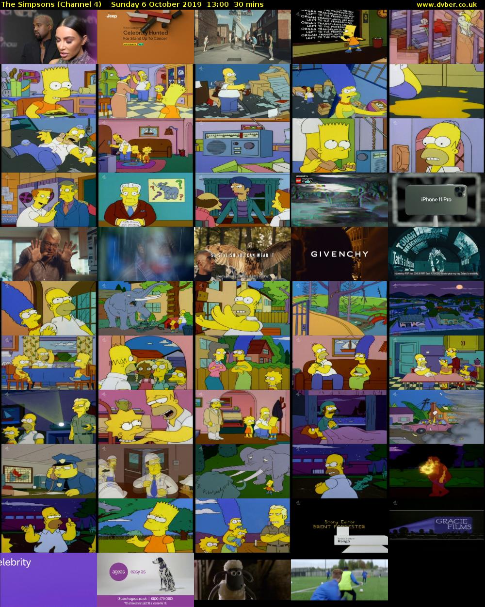 The Simpsons (Channel 4) Sunday 6 October 2019 13:00 - 13:30
