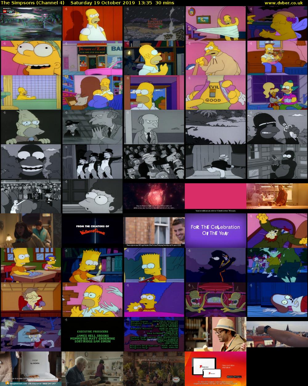 The Simpsons (Channel 4) Saturday 19 October 2019 13:35 - 14:05
