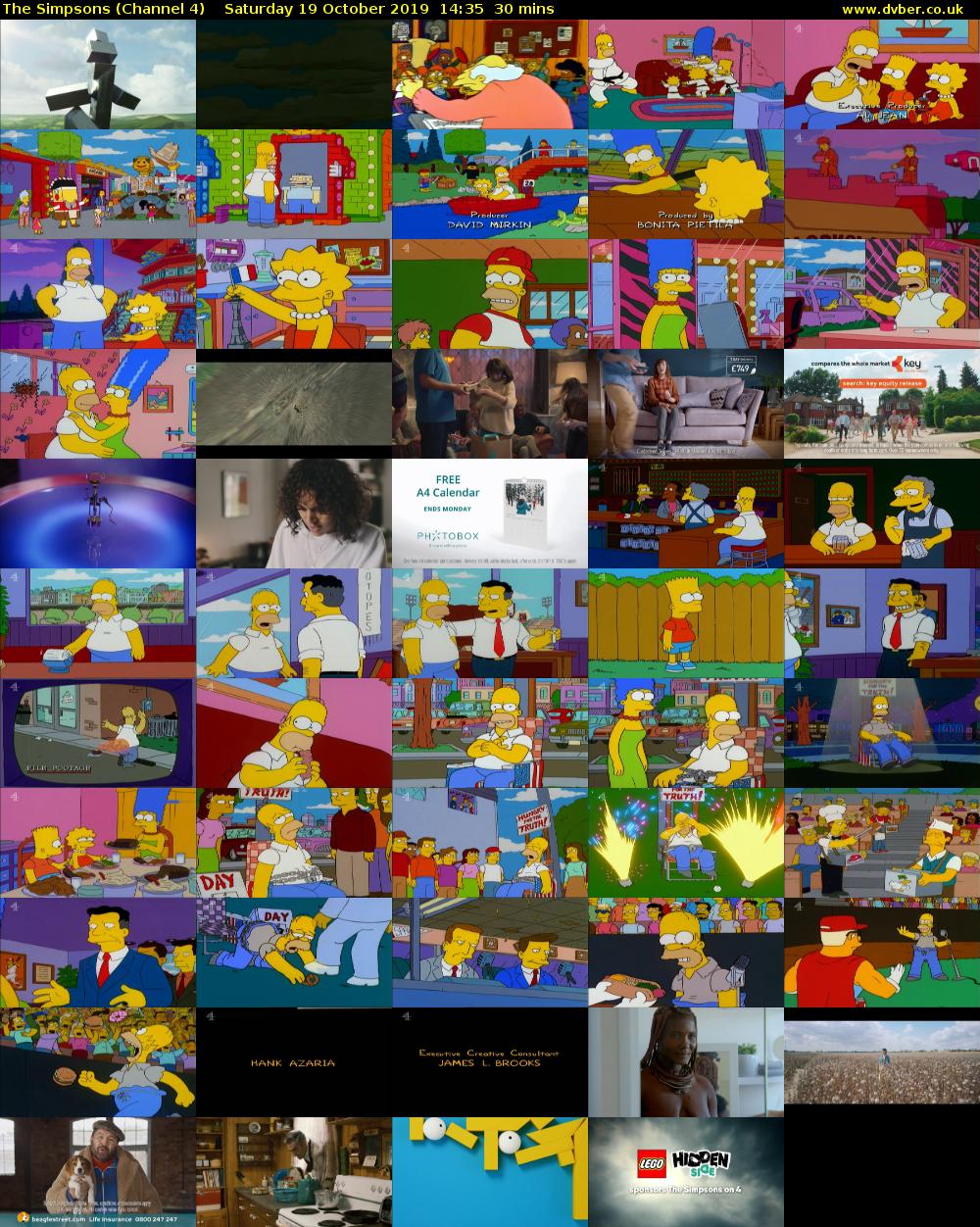 The Simpsons (Channel 4) Saturday 19 October 2019 14:35 - 15:05