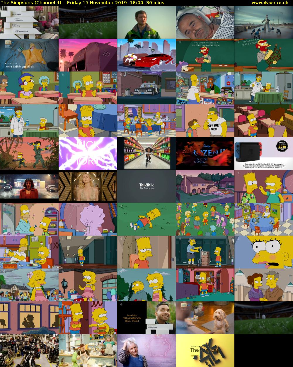The Simpsons (Channel 4) Friday 15 November 2019 18:00 - 18:30