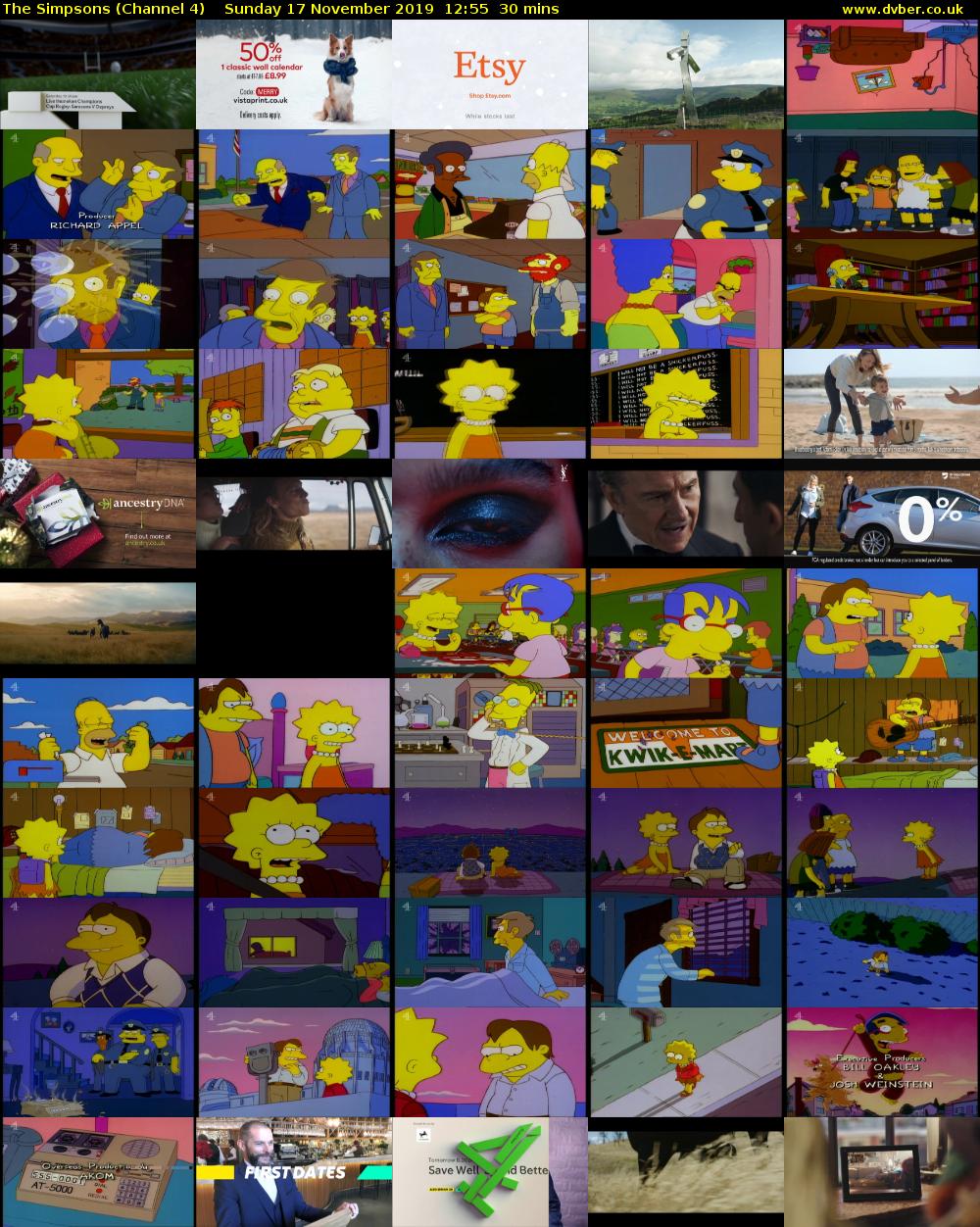 The Simpsons (Channel 4) Sunday 17 November 2019 12:55 - 13:25