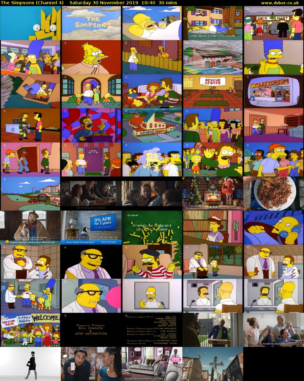 The Simpsons (Channel 4) Saturday 30 November 2019 10:40 - 11:10
