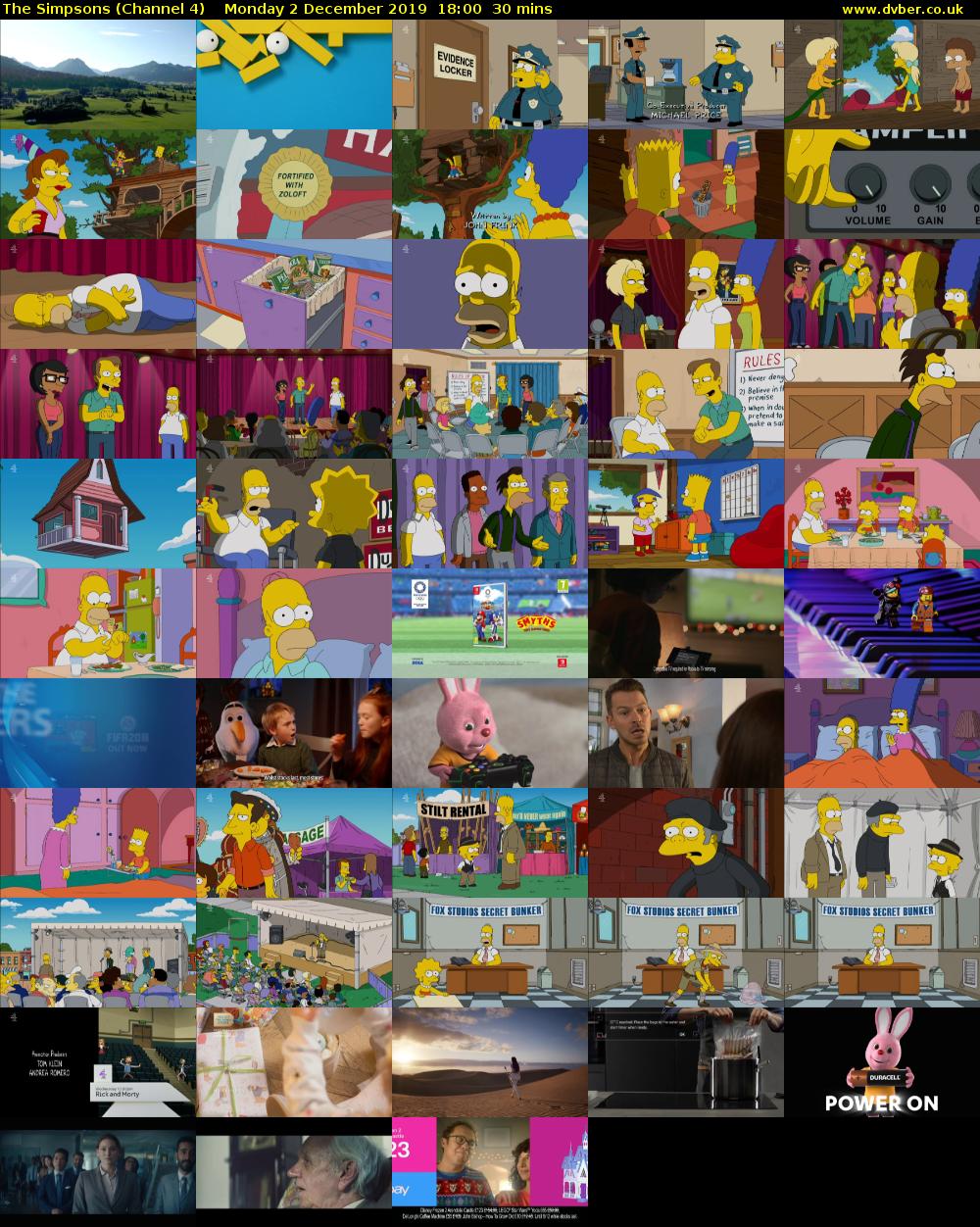 The Simpsons (Channel 4) Monday 2 December 2019 18:00 - 18:30