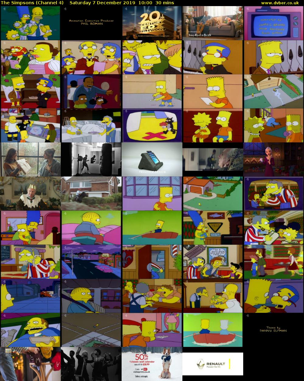 The Simpsons (Channel 4) Saturday 7 December 2019 10:00 - 10:30