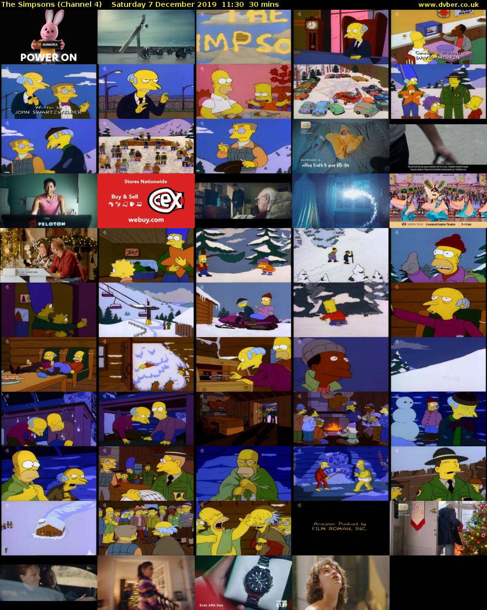 The Simpsons (Channel 4) Saturday 7 December 2019 11:30 - 12:00
