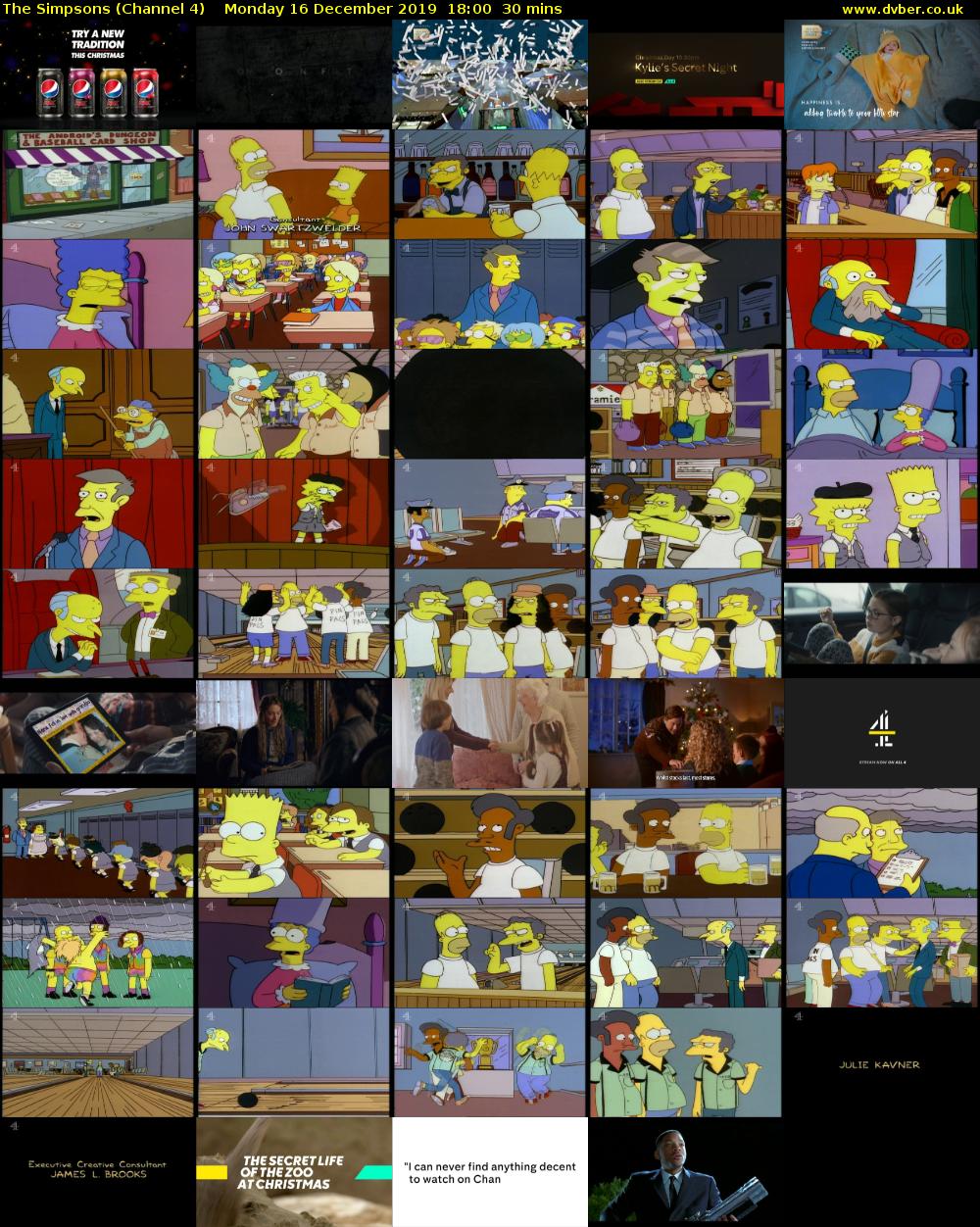 The Simpsons (Channel 4) Monday 16 December 2019 18:00 - 18:30
