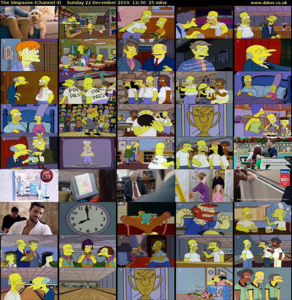 The Simpsons (Channel 4) Sunday 22 December 2019 12:30 - 12:55