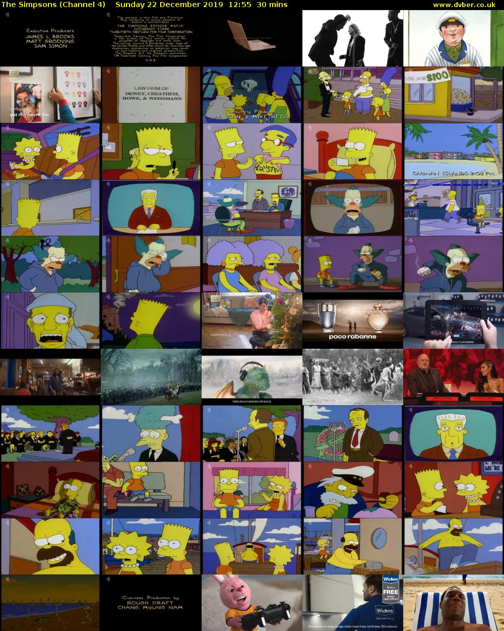 The Simpsons (Channel 4) Sunday 22 December 2019 12:55 - 13:25
