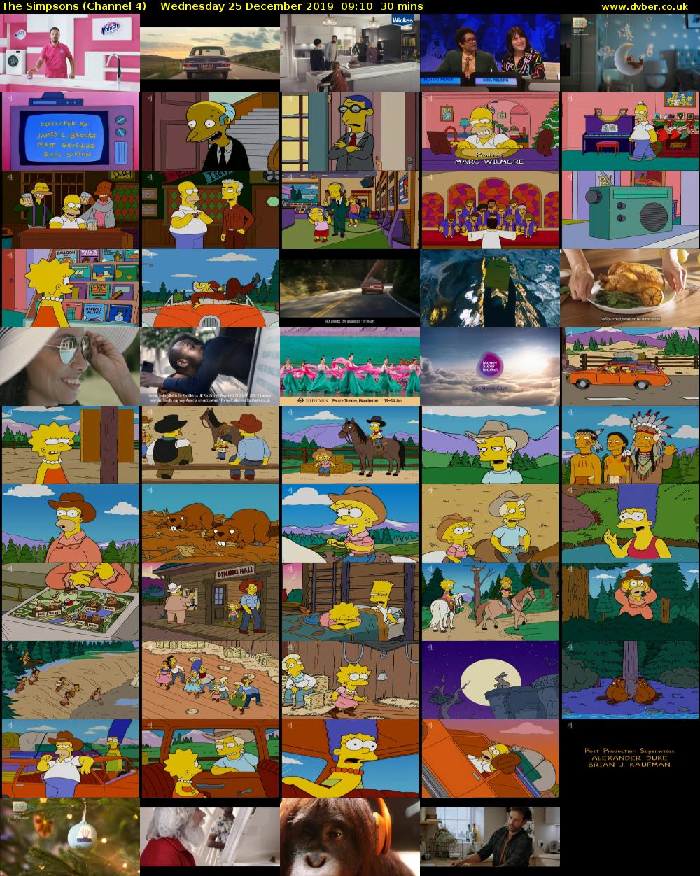 The Simpsons (Channel 4) Wednesday 25 December 2019 09:10 - 09:40