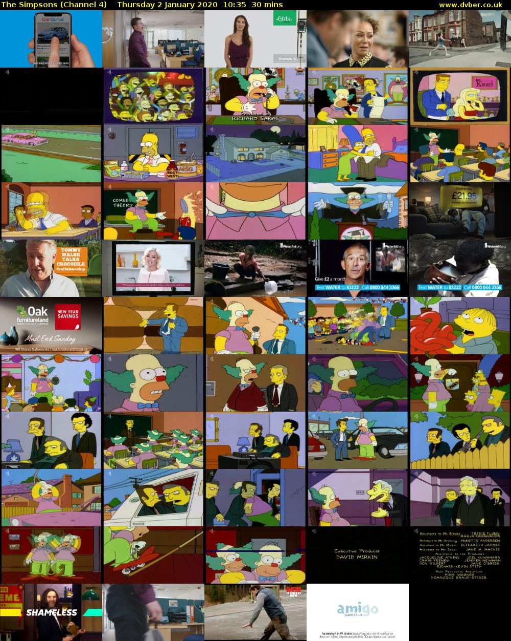 The Simpsons (Channel 4) Thursday 2 January 2020 10:35 - 11:05
