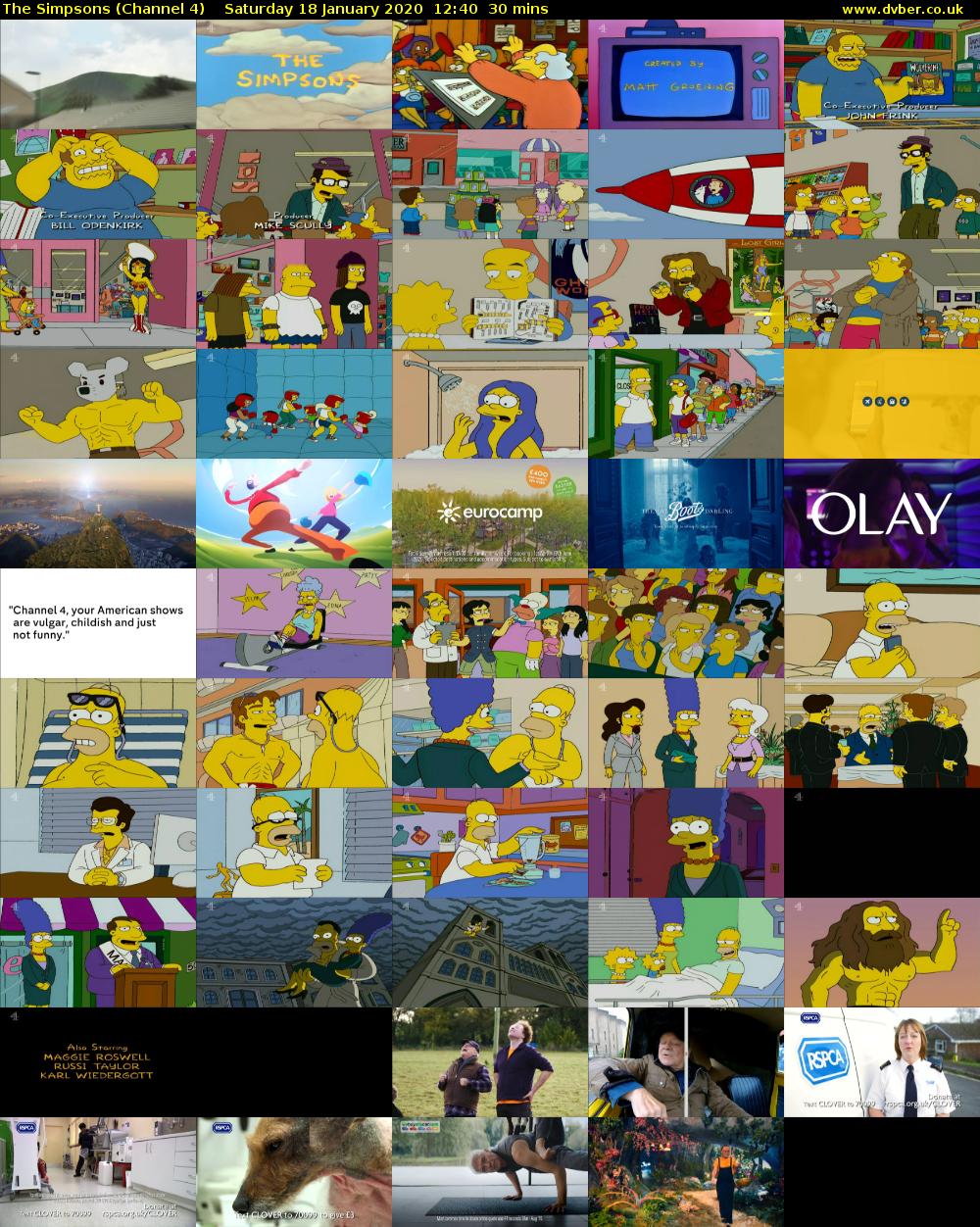 The Simpsons (Channel 4) Saturday 18 January 2020 12:40 - 13:10