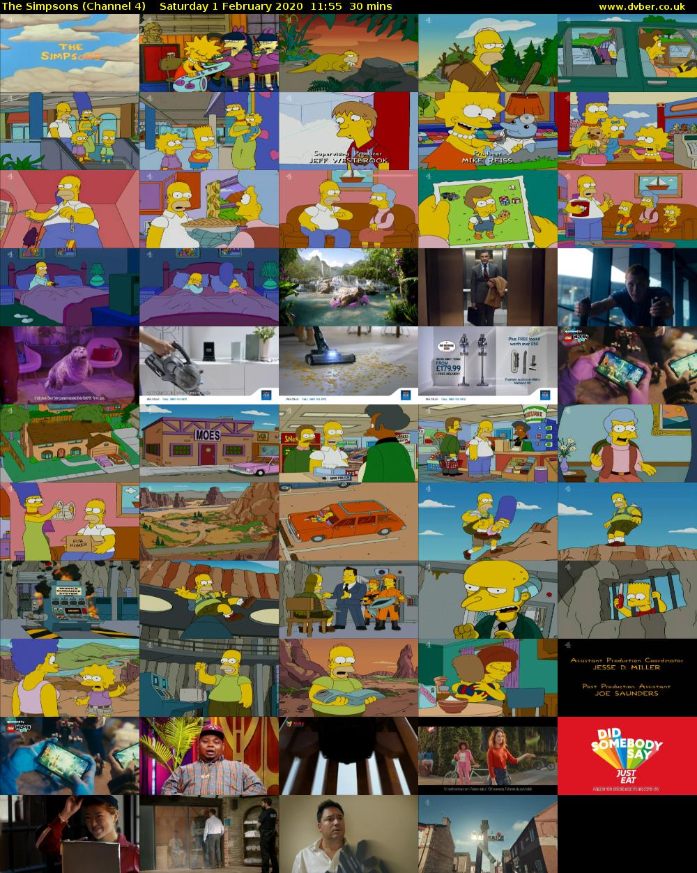 The Simpsons (Channel 4) Saturday 1 February 2020 11:55 - 12:25