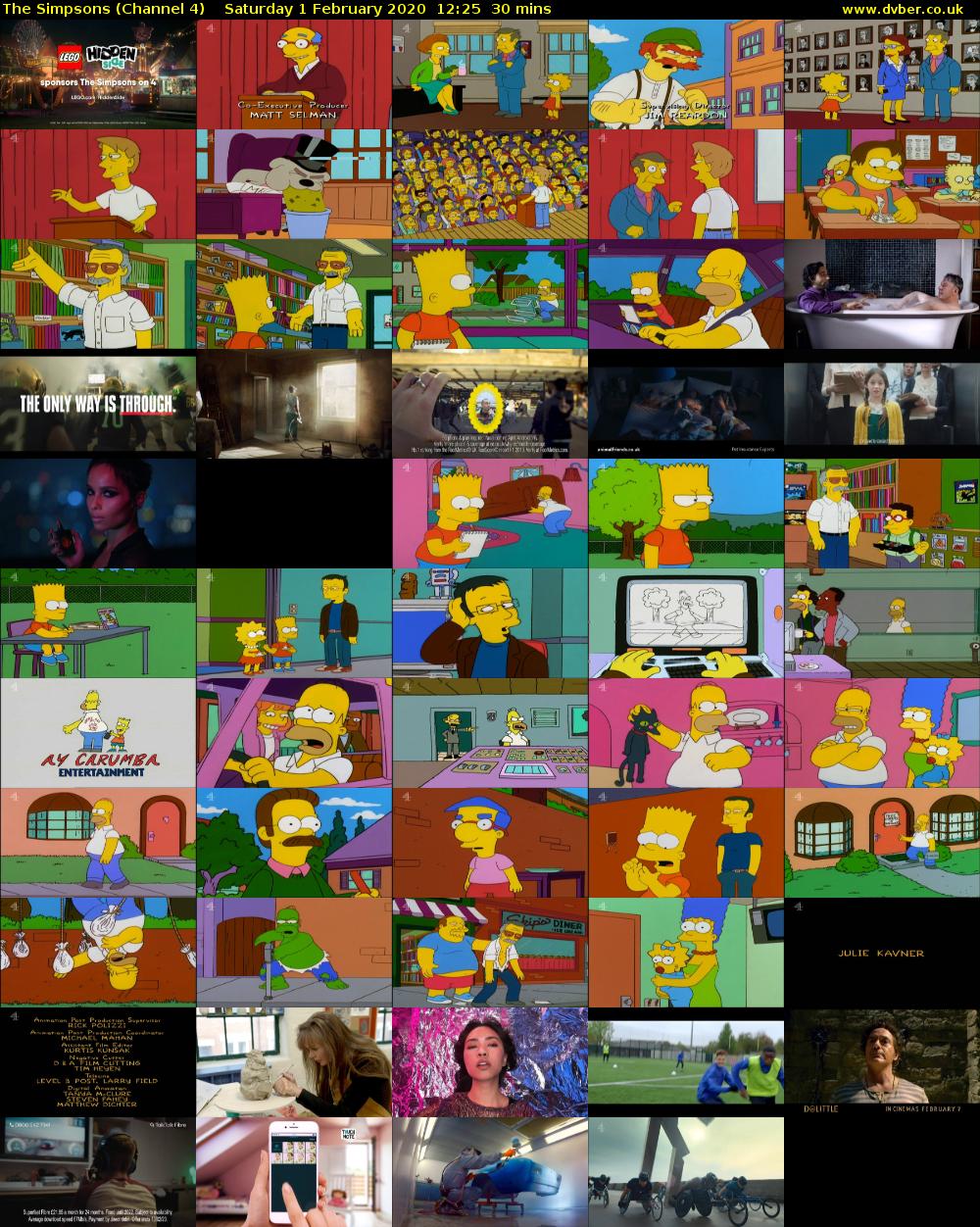 The Simpsons (Channel 4) Saturday 1 February 2020 12:25 - 12:55