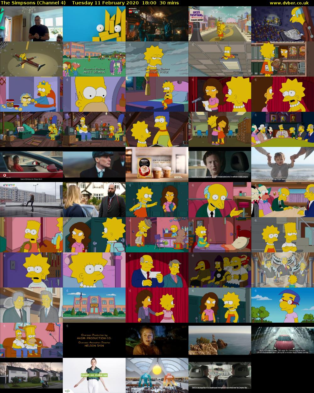 The Simpsons (Channel 4) Tuesday 11 February 2020 18:00 - 18:30