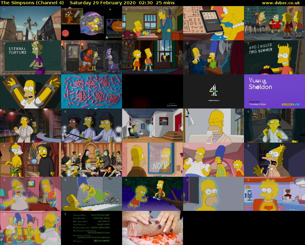The Simpsons (Channel 4) Saturday 29 February 2020 02:30 - 02:55