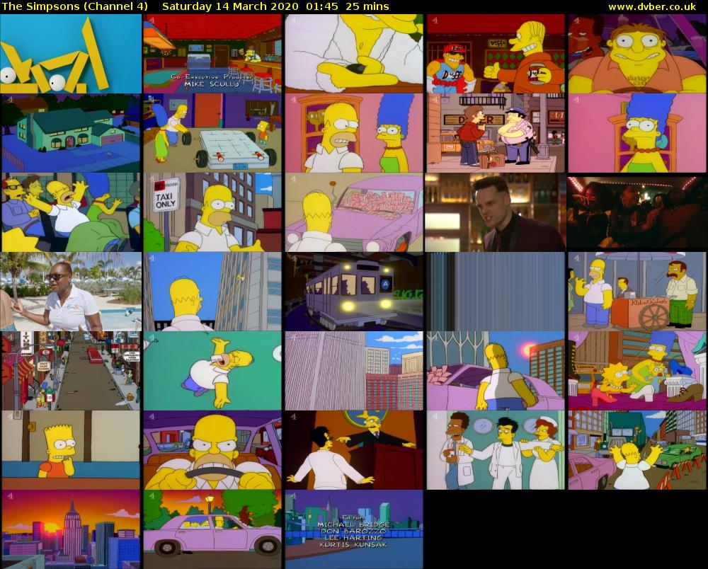 The Simpsons (Channel 4) Saturday 14 March 2020 01:45 - 02:10