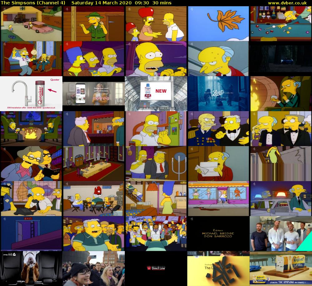 The Simpsons (Channel 4) Saturday 14 March 2020 09:30 - 10:00