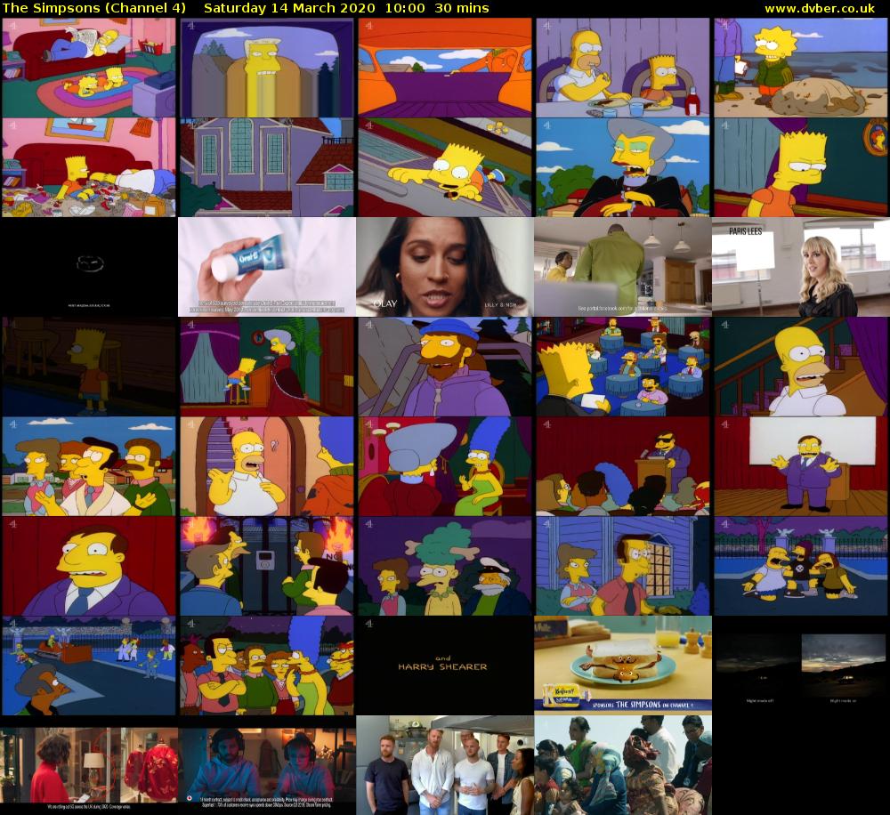 The Simpsons (Channel 4) Saturday 14 March 2020 10:00 - 10:30