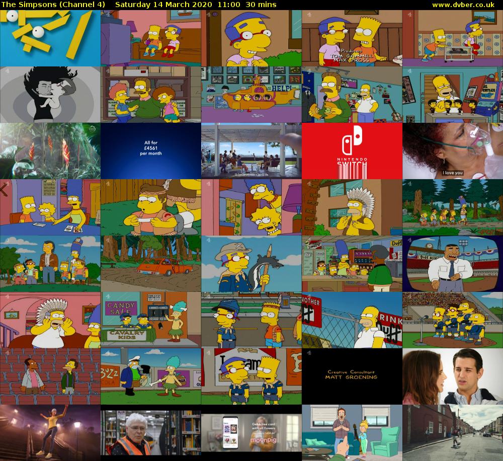 The Simpsons (Channel 4) Saturday 14 March 2020 11:00 - 11:30