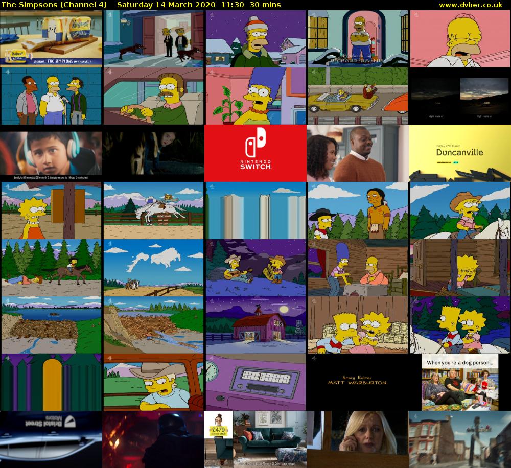 The Simpsons (Channel 4) Saturday 14 March 2020 11:30 - 12:00