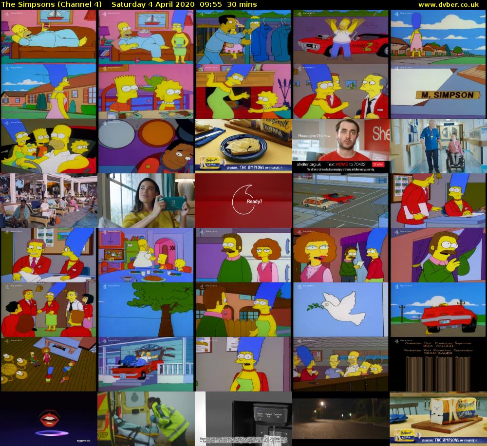 The Simpsons (Channel 4) Saturday 4 April 2020 09:55 - 10:25