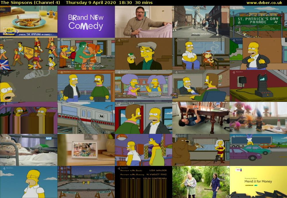 The Simpsons (Channel 4) Thursday 9 April 2020 18:30 - 19:00