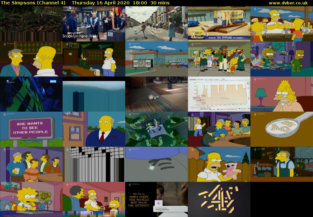 The Simpsons (Channel 4) Thursday 16 April 2020 18:00 - 18:30
