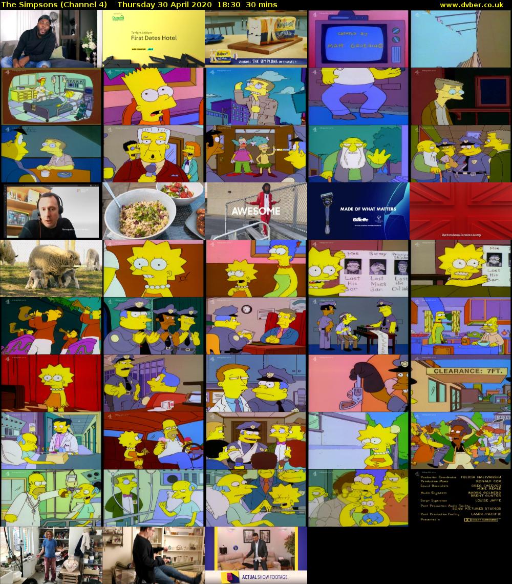 The Simpsons (Channel 4) Thursday 30 April 2020 18:30 - 19:00