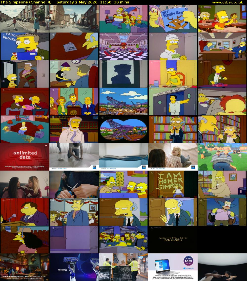 The Simpsons (Channel 4) Saturday 2 May 2020 11:50 - 12:20