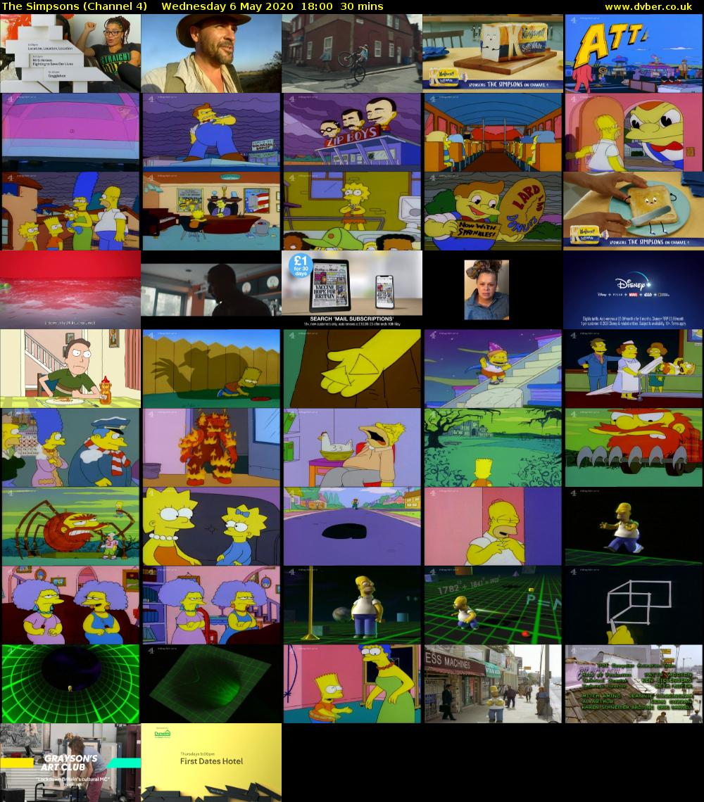 The Simpsons (Channel 4) Wednesday 6 May 2020 18:00 - 18:30