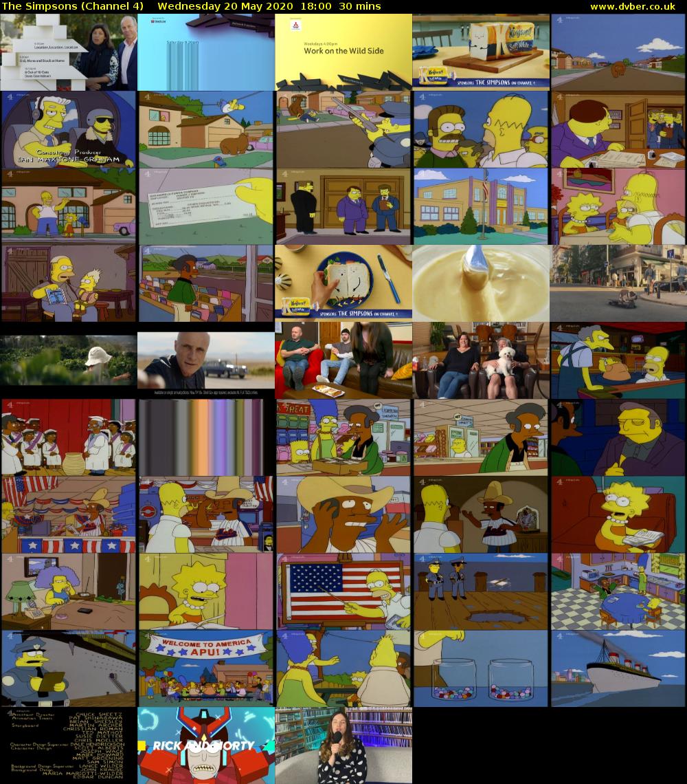 The Simpsons (Channel 4) Wednesday 20 May 2020 18:00 - 18:30