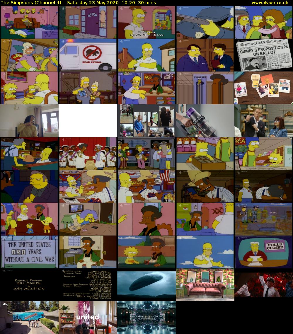 The Simpsons (Channel 4) Saturday 23 May 2020 10:20 - 10:50