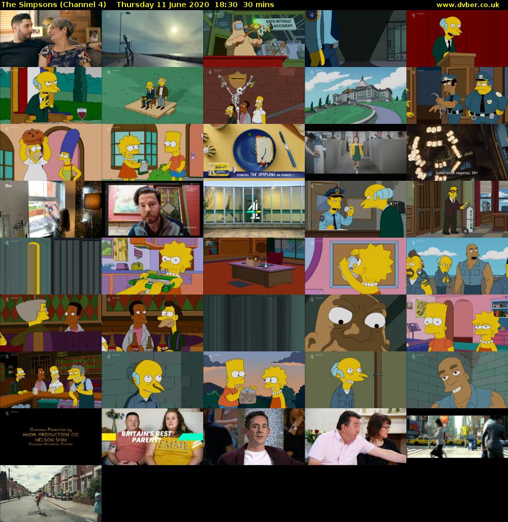 The Simpsons (Channel 4) Thursday 11 June 2020 18:30 - 19:00