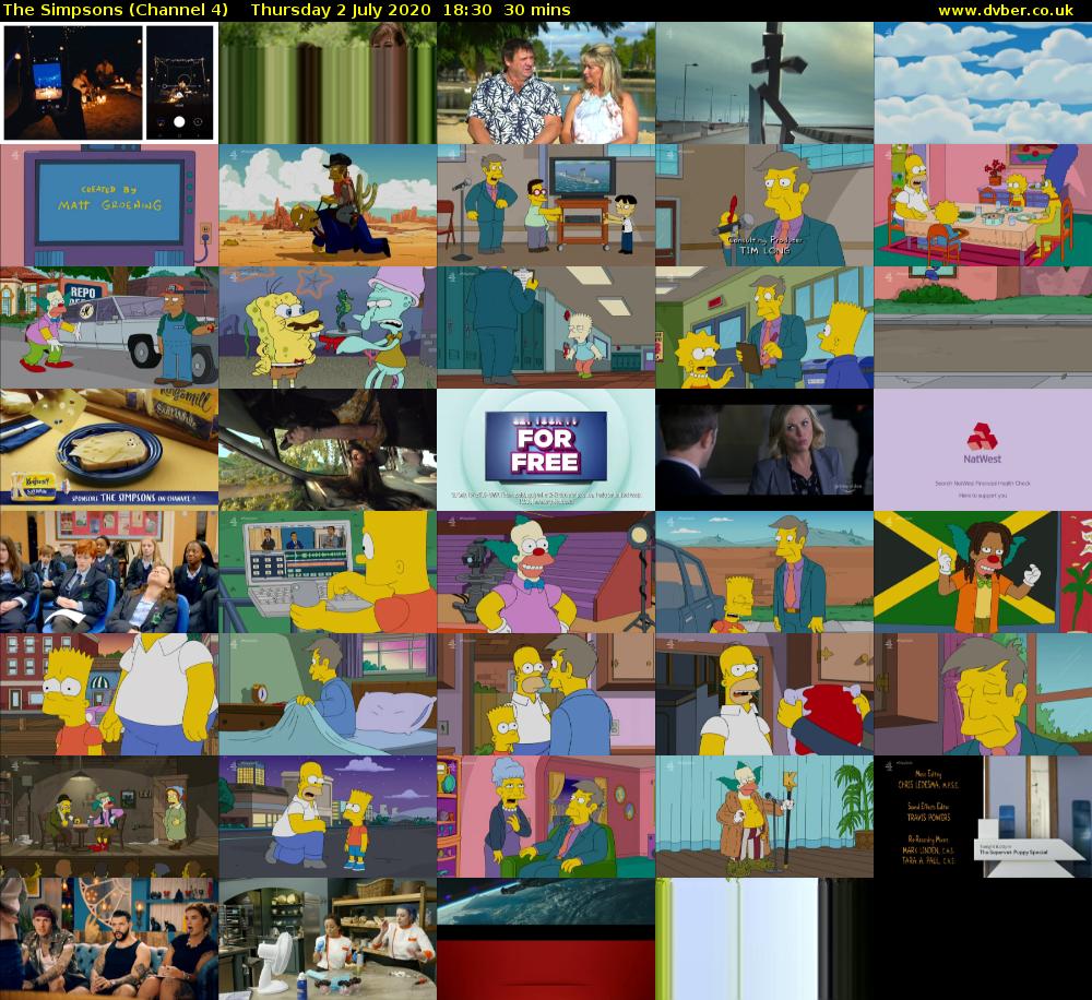 The Simpsons (Channel 4) Thursday 2 July 2020 18:30 - 19:00