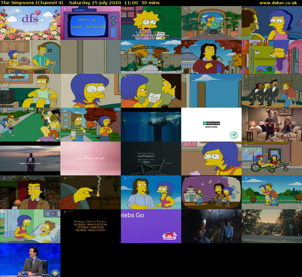 The Simpsons (Channel 4) Saturday 25 July 2020 11:00 - 11:30