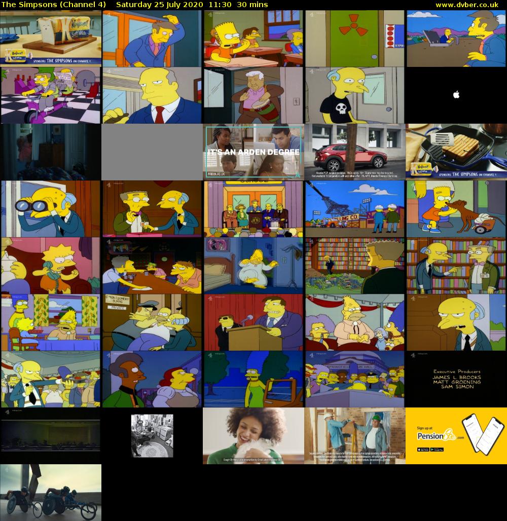The Simpsons (Channel 4) Saturday 25 July 2020 11:30 - 12:00