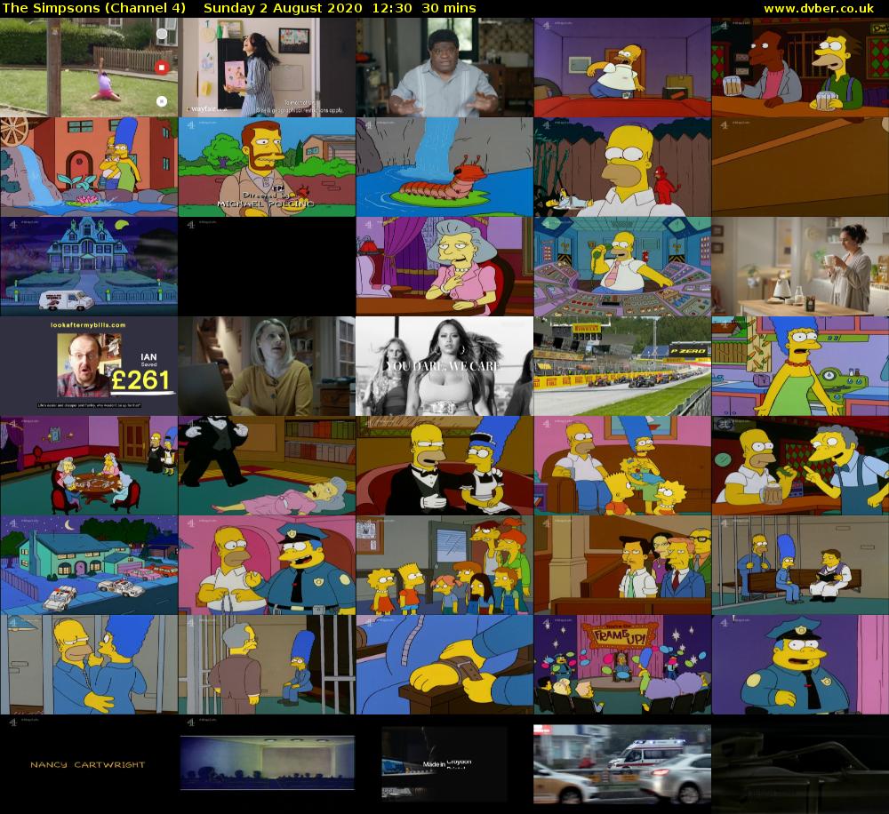 The Simpsons (Channel 4) Sunday 2 August 2020 12:30 - 13:00