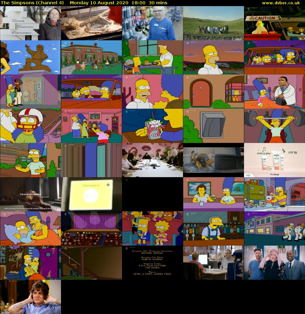 The Simpsons (Channel 4) Monday 10 August 2020 18:00 - 18:30
