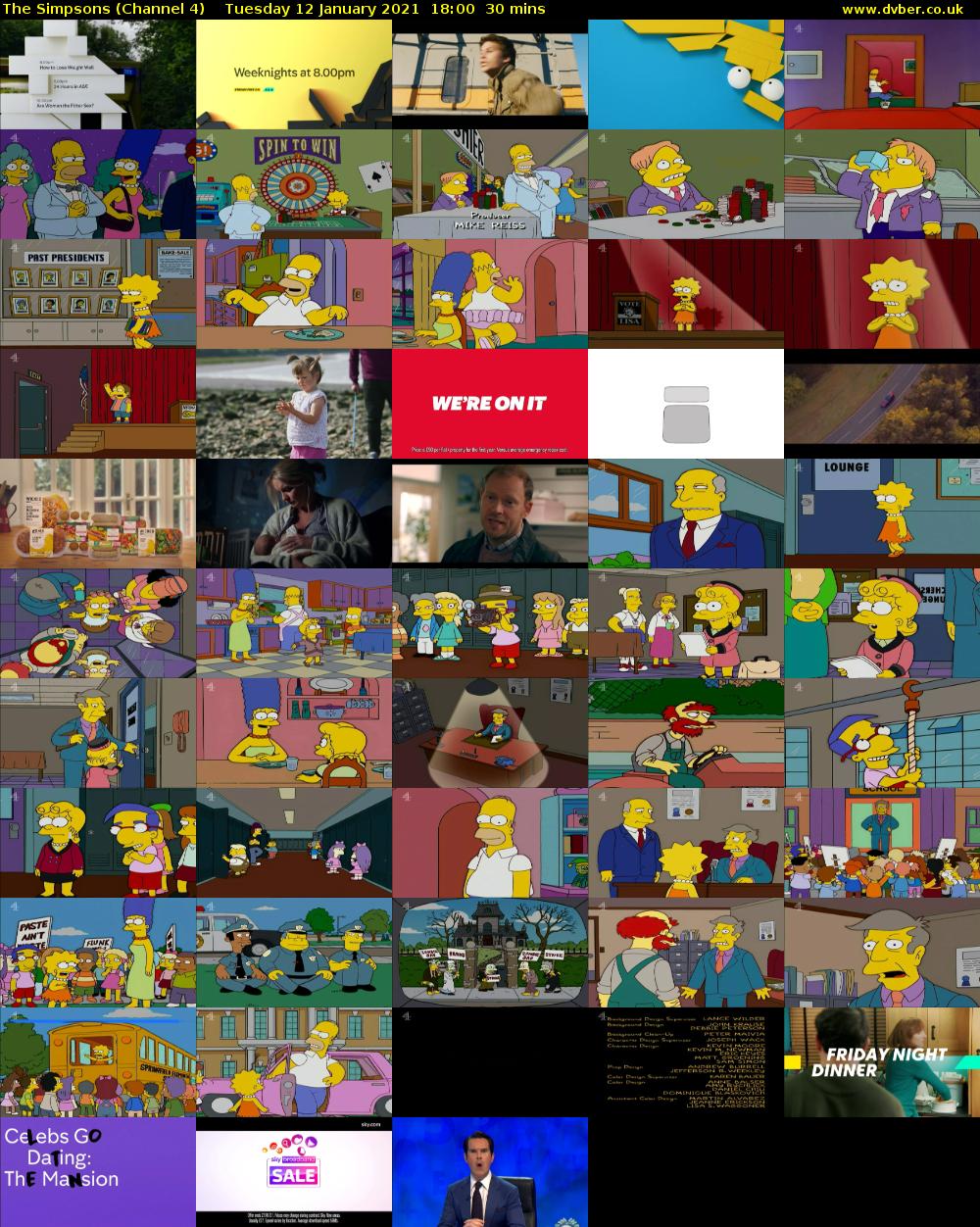 The Simpsons (Channel 4) Tuesday 12 January 2021 18:00 - 18:30
